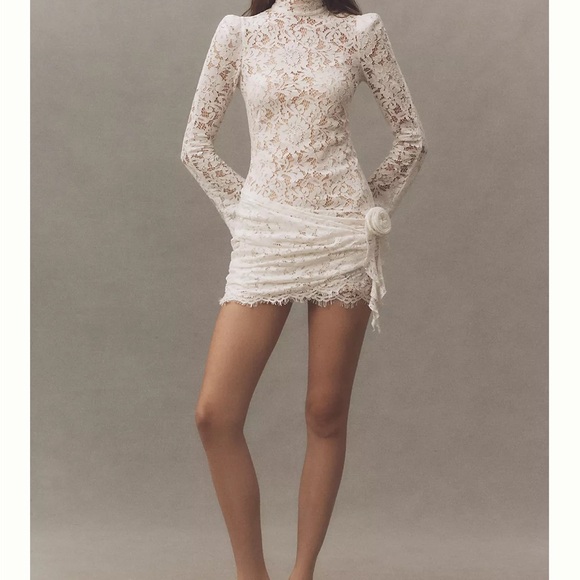 De La Vali Dresses & Skirts - De La Vali Bodita Long Sleeve Lace Mini Dress in white